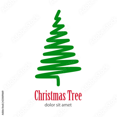 Logotipo Christmas Tree con arbol abstracto en garabato