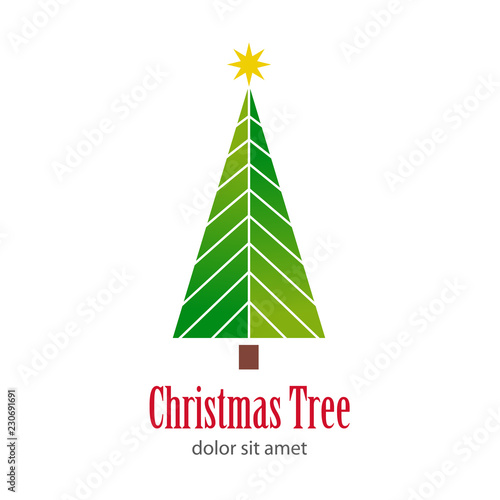 Logotipo Christmas Tree con arbol abstracto ramas blancas