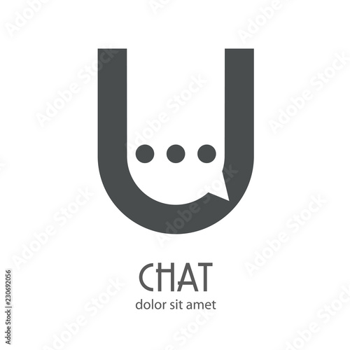 Logotipo chat con letra u minúscula en color gris