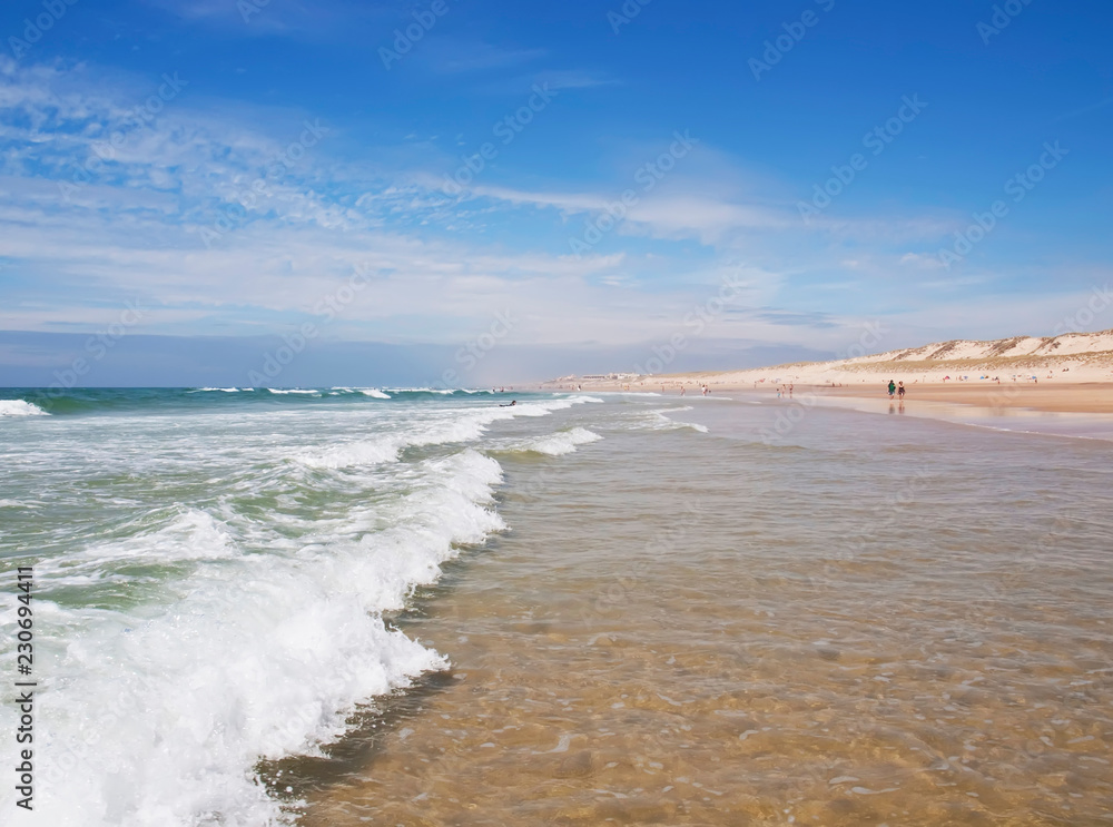 Beach on the Atlantic coast of France at Lacanau-Ocean