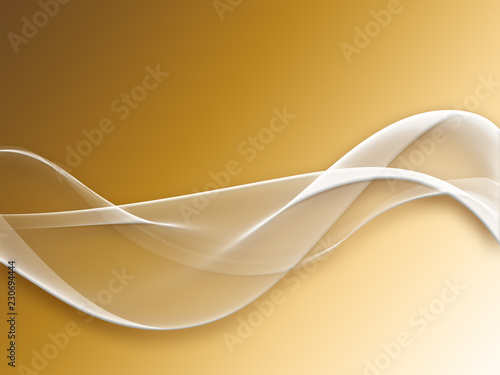  Abstract white flow wave on golden background 