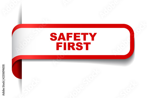 red vector banner safety first