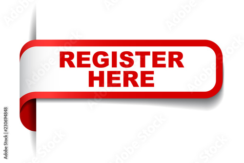 red vector banner register here