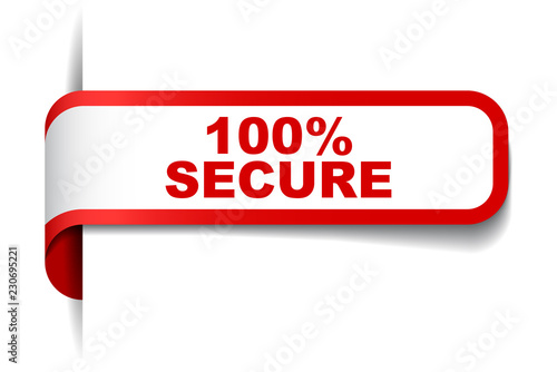 red vector banner 100% secure