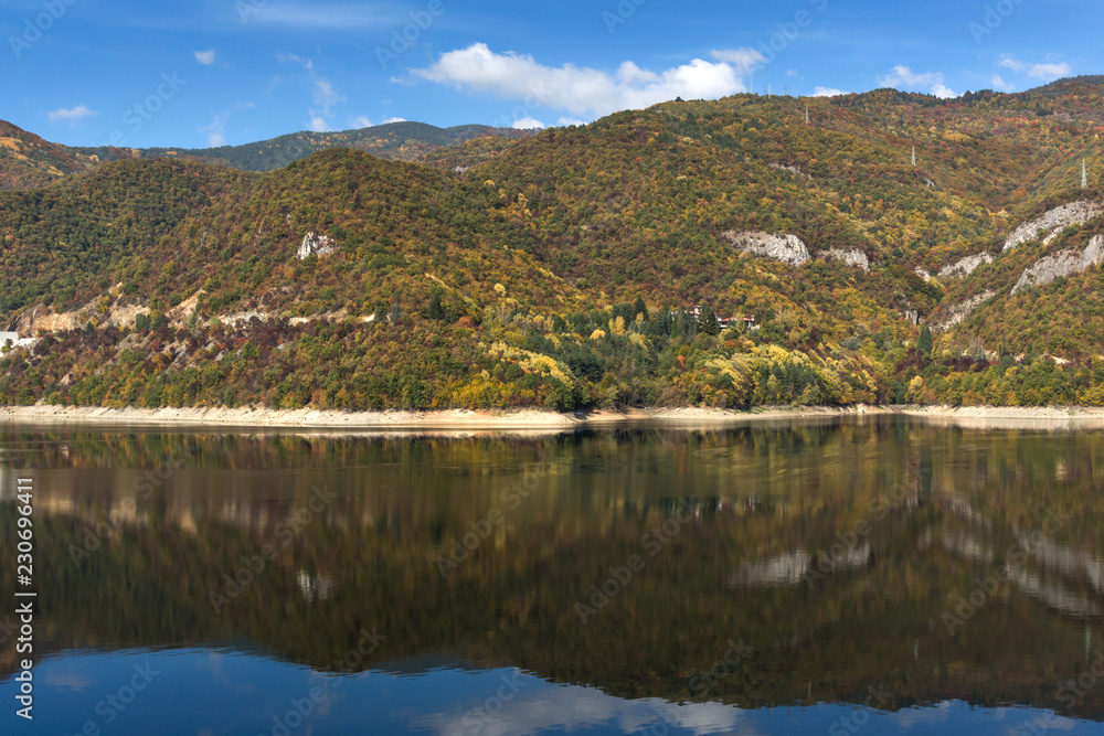 Autumn ladscape of The Vacha (Antonivanovtsi) Reservoir, Rhodope Mountains, Plovdiv Region, Bulgaria