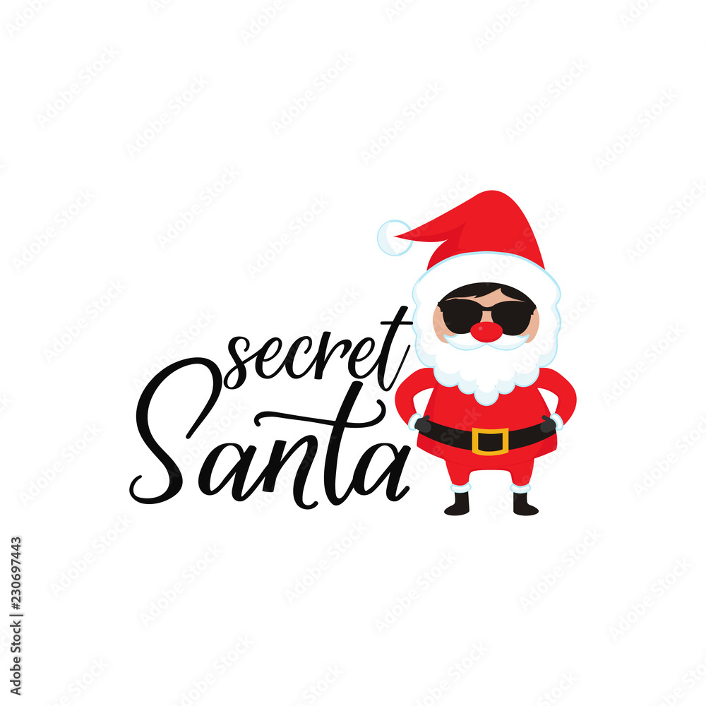 Secret Santa. Lettering. calligraphy vector illustration. winter holiday  design Stock Vector
