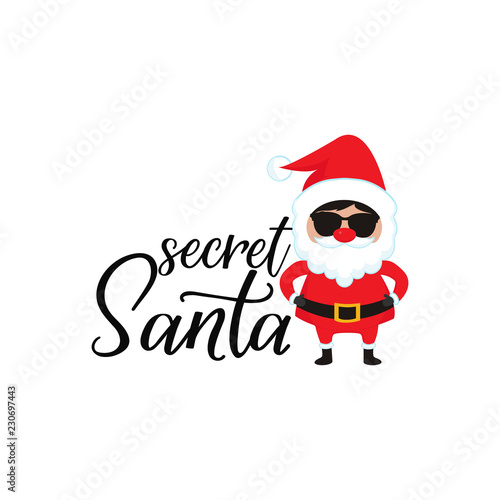 Secret Santa. Lettering. calligraphy vector illustration. winter holiday design