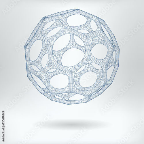 Vector 3D Structure Hexagonal Fullerene Molecule Concept Icon -  Nanoparticles Scientific Drawing
 photo