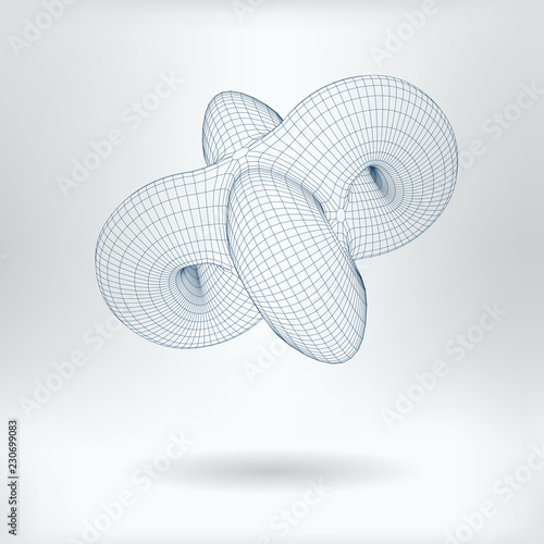Vector 3D Model Non Euclidean Geometric Concept Icon - Low Poly Unending Toroid Image
