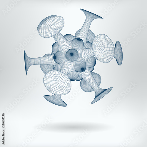 Vector 3D Model Utility Fog Particle HiTech Concept Icon -  Nanotechnology Microscopic Complex Form Structure
 photo