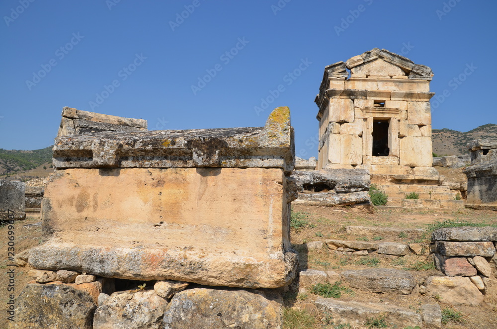 hyerapolis pamukkale turkey antique city buildings landscape stones ruins summer nature