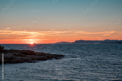 sunset on the coastline