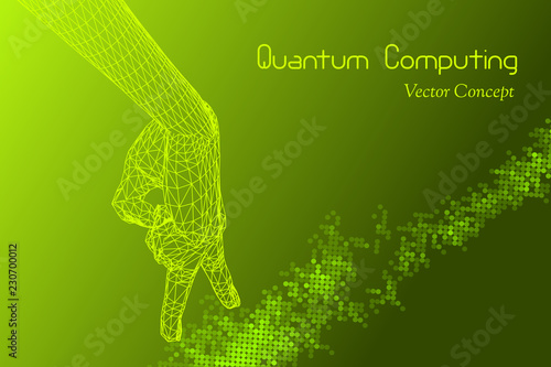 Vector Quantum Computing Concept  - Hi-Tech Digital Design - Emblem of  AI,  Signal Cryptography, Big Data, Cryptanalysis, Machine Learning etc 
