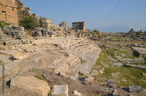 hyerapolis pamukkale turkey antique city buildings landscape stones ruins summer nature theater