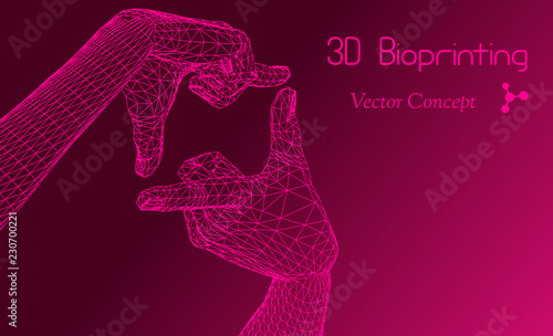 Vector HiTech Biotechnology Scientific Concept - Emblem of 3D Bioprinting 
