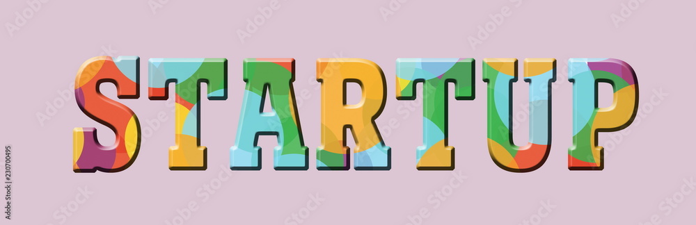 Startup Multicolor letters. Banner Startup Multicolor letters. Banner