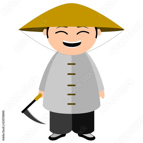Isolated traditional asian cartoon character. Vector illustration design