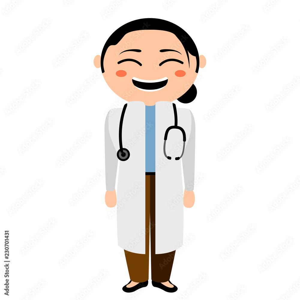 Asian nurse cartoon character. Vector illustration design Asian nurse cartoon character. Vector illustration design