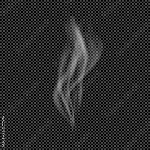 White Flow of Smoke from Smoking Isolated on Transparent Background  - Vector Column of Fume, Trickle of Steam from Vaporizer
