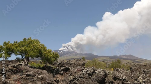 Volcano Etna eruption - Explosion and lava flow in Sicily