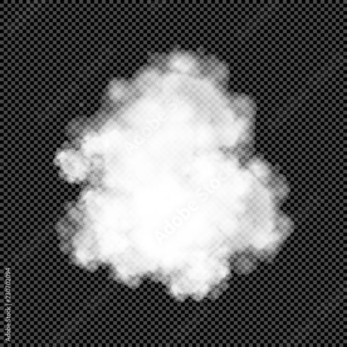 White Cumulus Swarm Isolated on Transparent Background  - Vector Volumes of Smoke, Cloud, Steam, Speech Bubble, Brume etc
