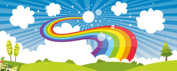 Ingelijste posters Regenboog Kleurrijke natuurscene met regenboog  © yusufdemirci