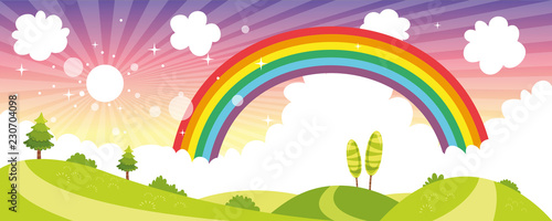 Vector Ilustration Of Colorful Nature Scene