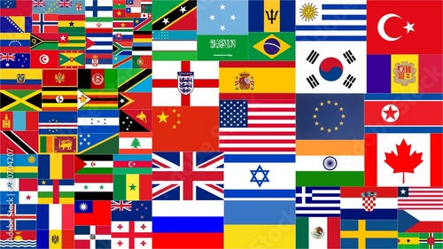 Various country world flags collection