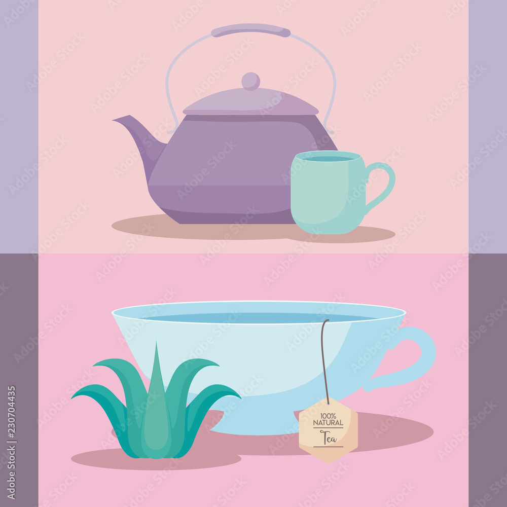 teapot with teacup of herbs teapot with teacup of herbs