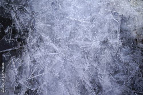 Detailed background texture of fresh thin ice,