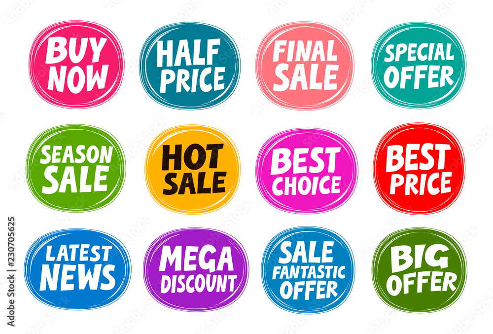 Sale, label set. Business concept. Vector illustration Sale, label set. Business concept. Vector illustration