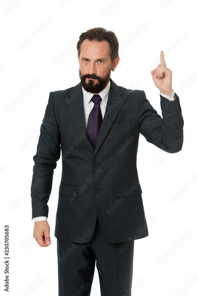 Pointing at business advertisement. Man advisor pointing advertisement isolated on white. Check out financial advisor. Business advisor manager show direction. Look at that statistics financial data Pointing at business advertisement. Man advisor pointing advertisement isolated on white. Check out financial advisor. Business advisor manager show direction. Look at that statistics financial data