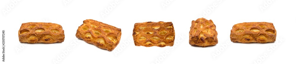 Sweet braided puff pastry isolated or pate feuilletee