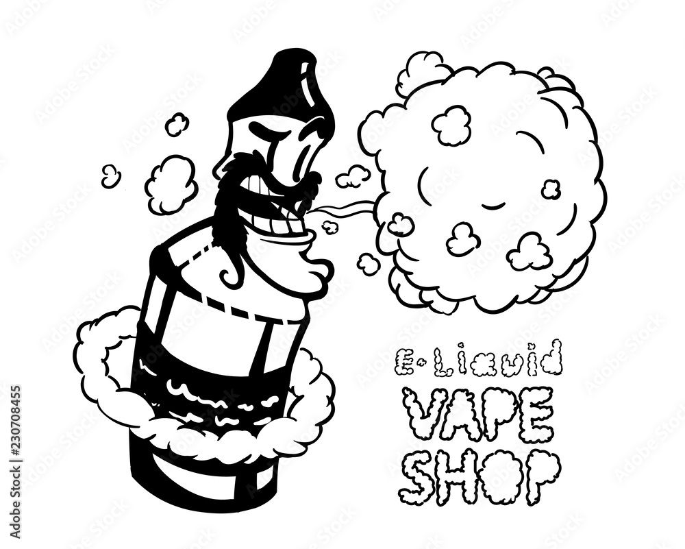 Isolated Vape shop emblem. E-cigarette liquid lets steam Vintage cartoon  style. Stock Vector | Adobe Stock