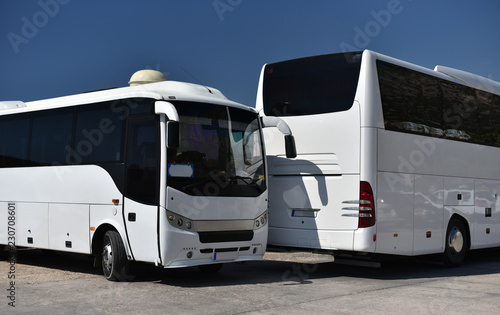 middle bus and big coach parked near © Oleksandr