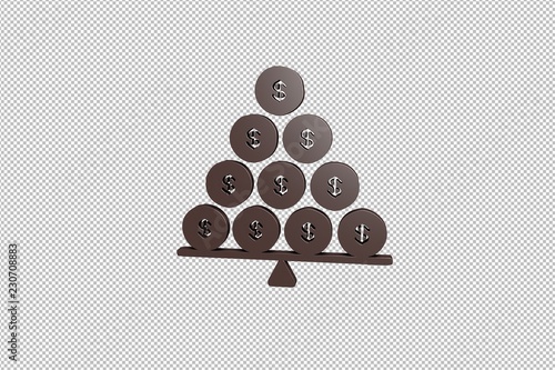 3D illustration of Mutual, brown color with transparent background.