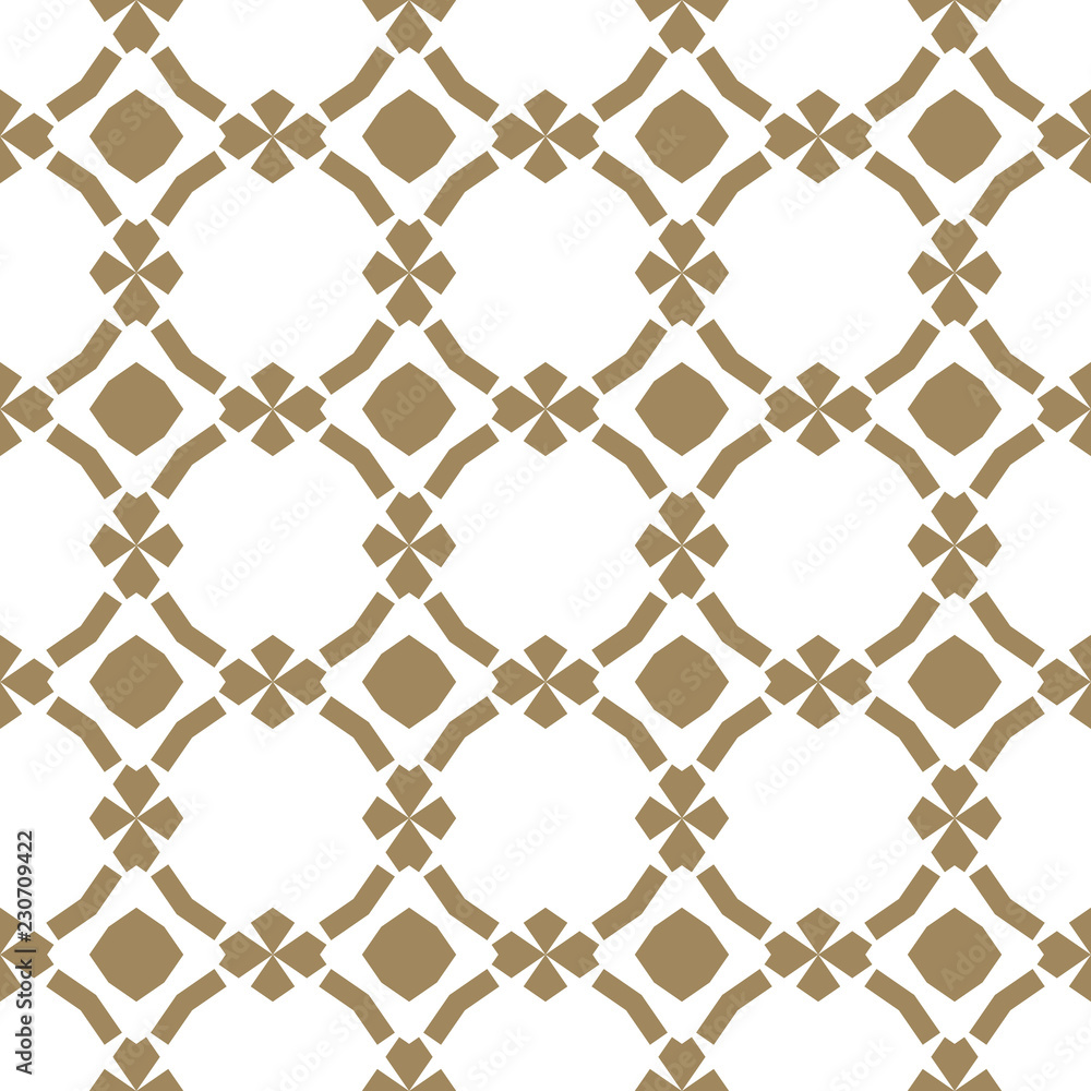 Fototapeta premium Gold and white geometric seamless pattern in oriental style. Floral ornament