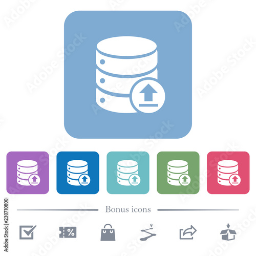 Restore database flat icons on color rounded square backgrounds