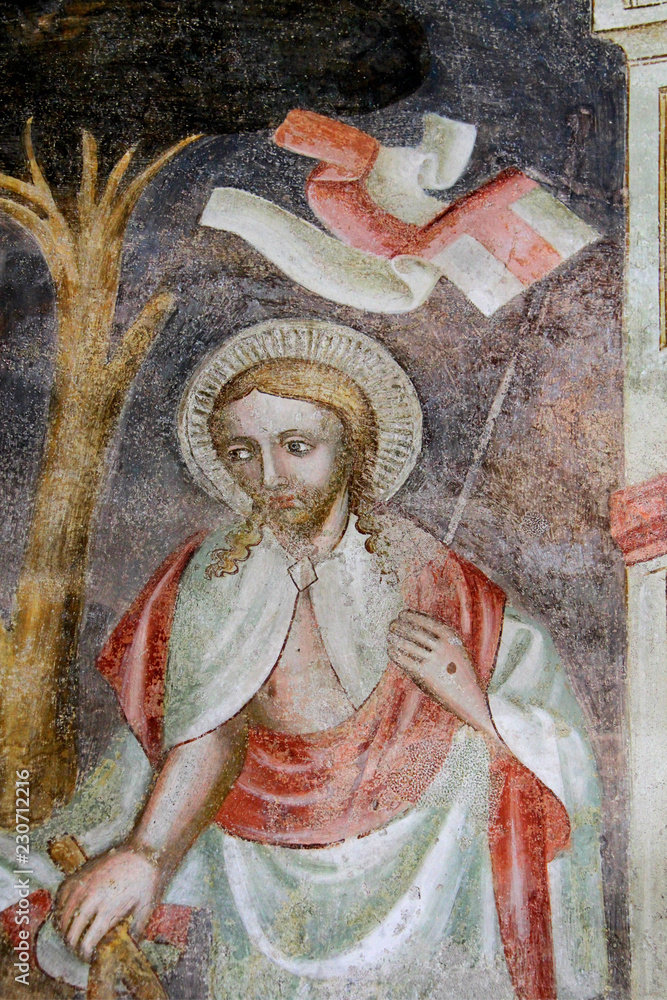Cristo risorto; affresco della chiesa romanica di San Martino in Campiglio presso Bolzano