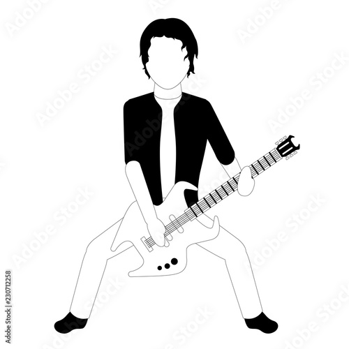 Male avatar playing an electric guitar. Vector illustration design