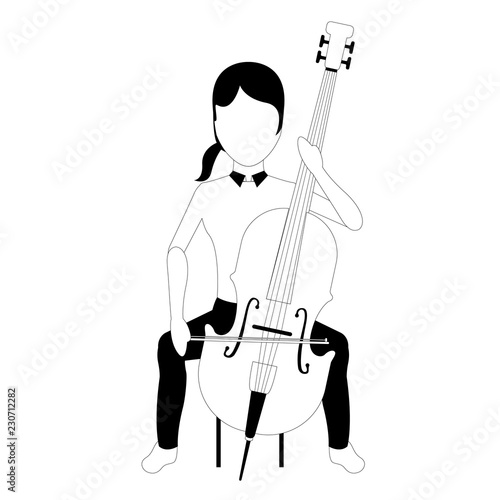 Female avatar playing a cello. Vector illustration design
