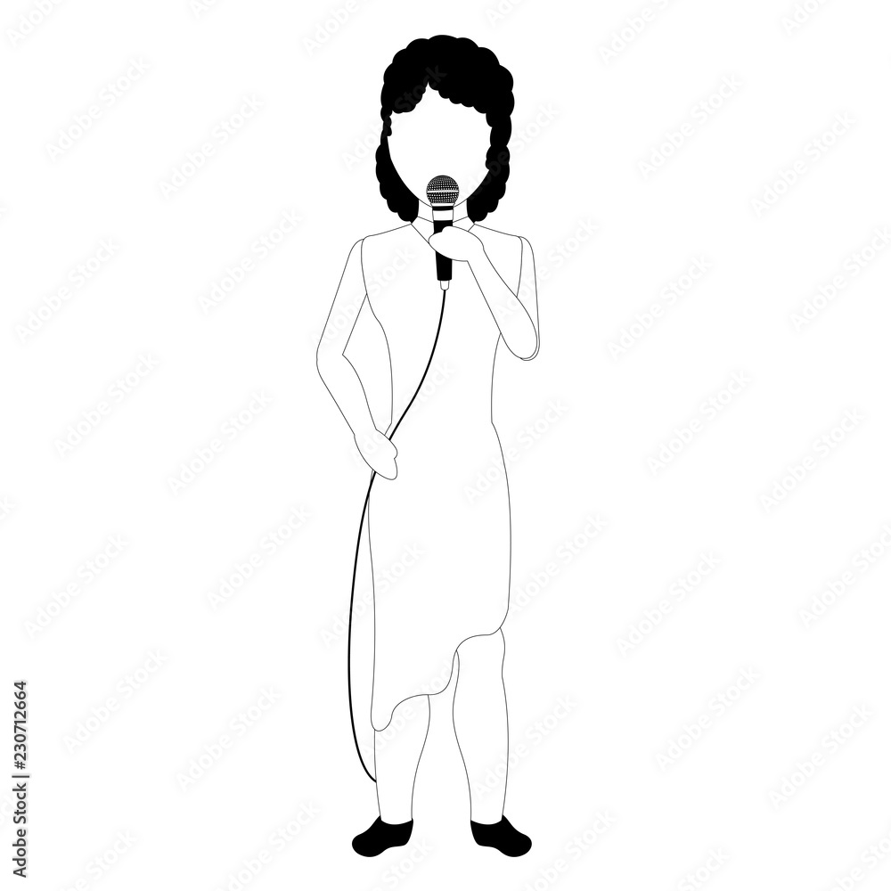 Female avatar singing image. Vector illustration design Female avatar singing image. Vector illustration design