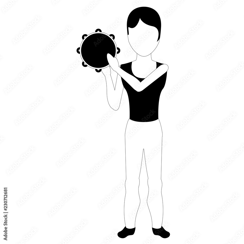 Female avatar playing a tambourine. Vector illustration design Female avatar playing a tambourine. Vector illustration design