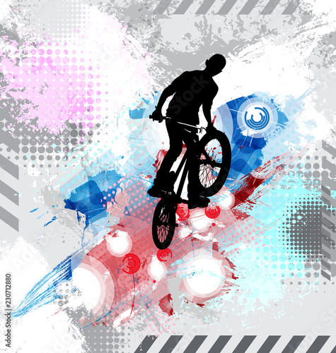 Silhouette of a bicycle rider.