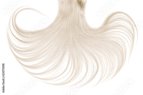 Lush blond hair isolated on white background