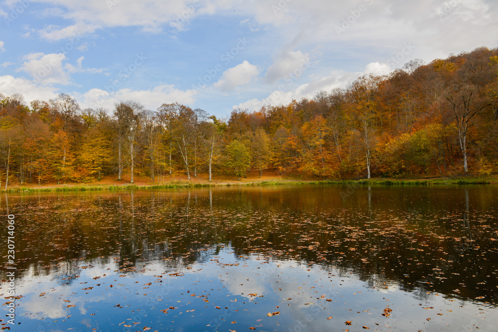 Colorful autumn with lake. Autumn Landscape,Armenia.