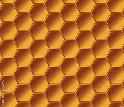 Fototapeta Naklejka Na Ścianę i Meble -  Simple, gradient honeycomb seamless pattern. Glossy hexagon pattern