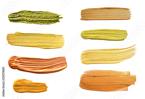 Yellow Paint Smeared Brush Stroke - Golden Nail Polish Smearing Set 