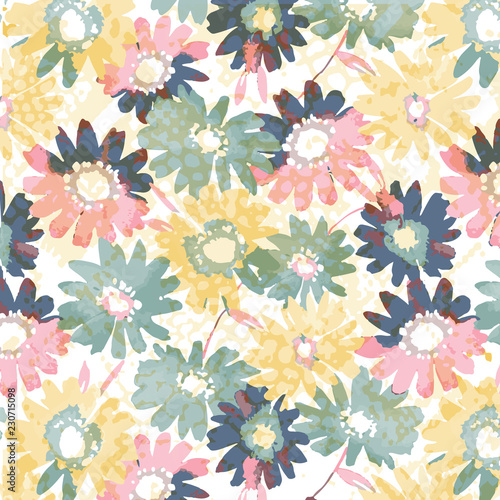 Beautiful floral bouquet.  watercolor floral pattern  Ditsy floral background. 