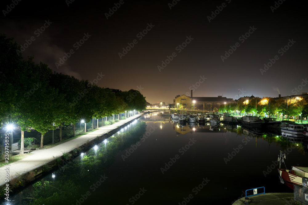 Nancy,France-October 10, 2018: Canal de la marne au Rhin or The Marne-Rhine Canal in Nancy Nancy,France-October 10, 2018: Canal de la marne au Rhin or The Marne-Rhine Canal in Nancy